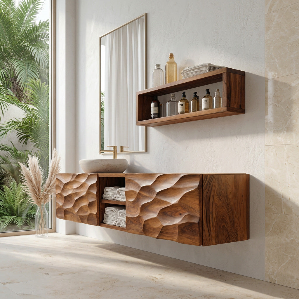 Sculptural Wall Mounted Bathroom Vanity For Bathroom Space