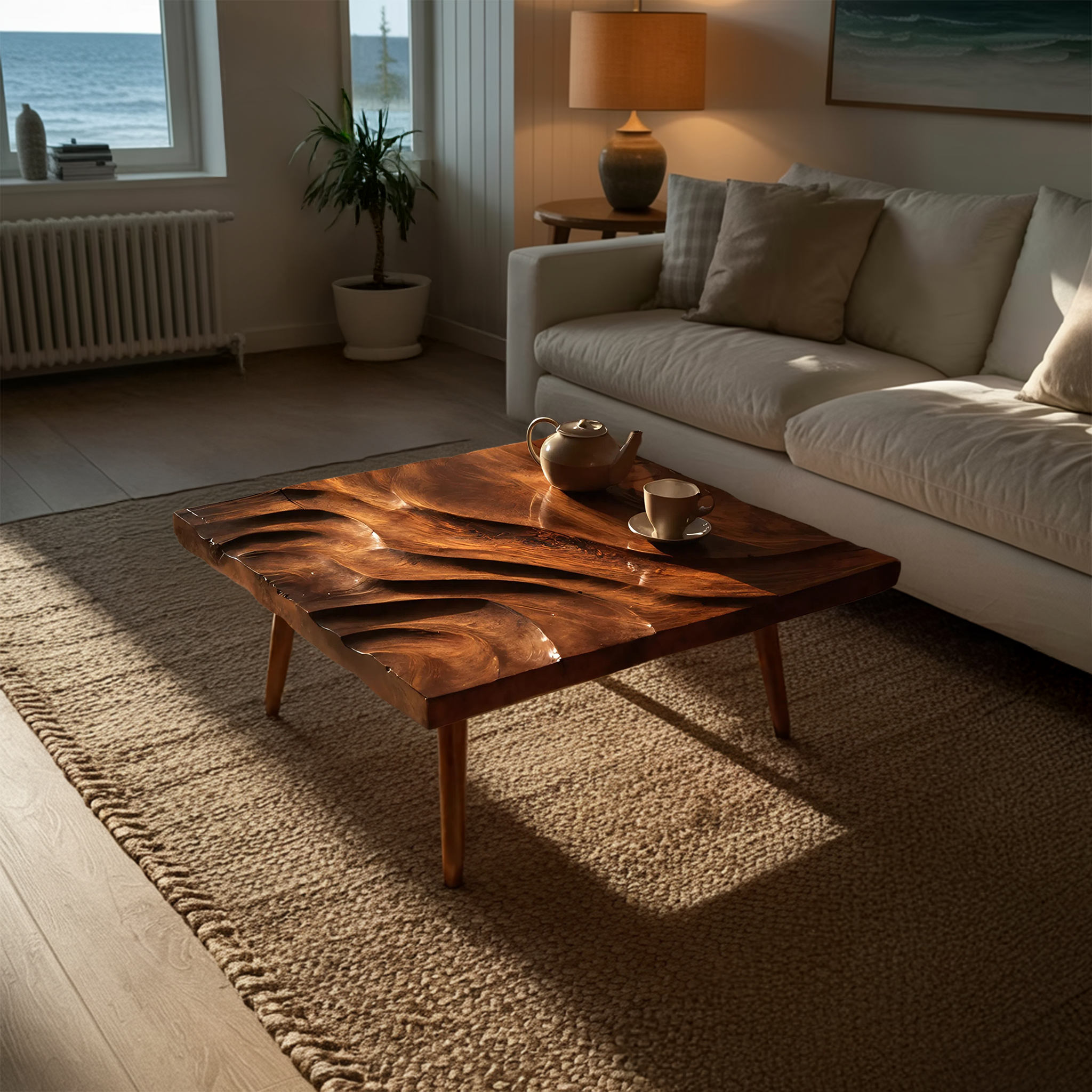 Modern Wooden Abstract Coffee Table For Living Room Decor