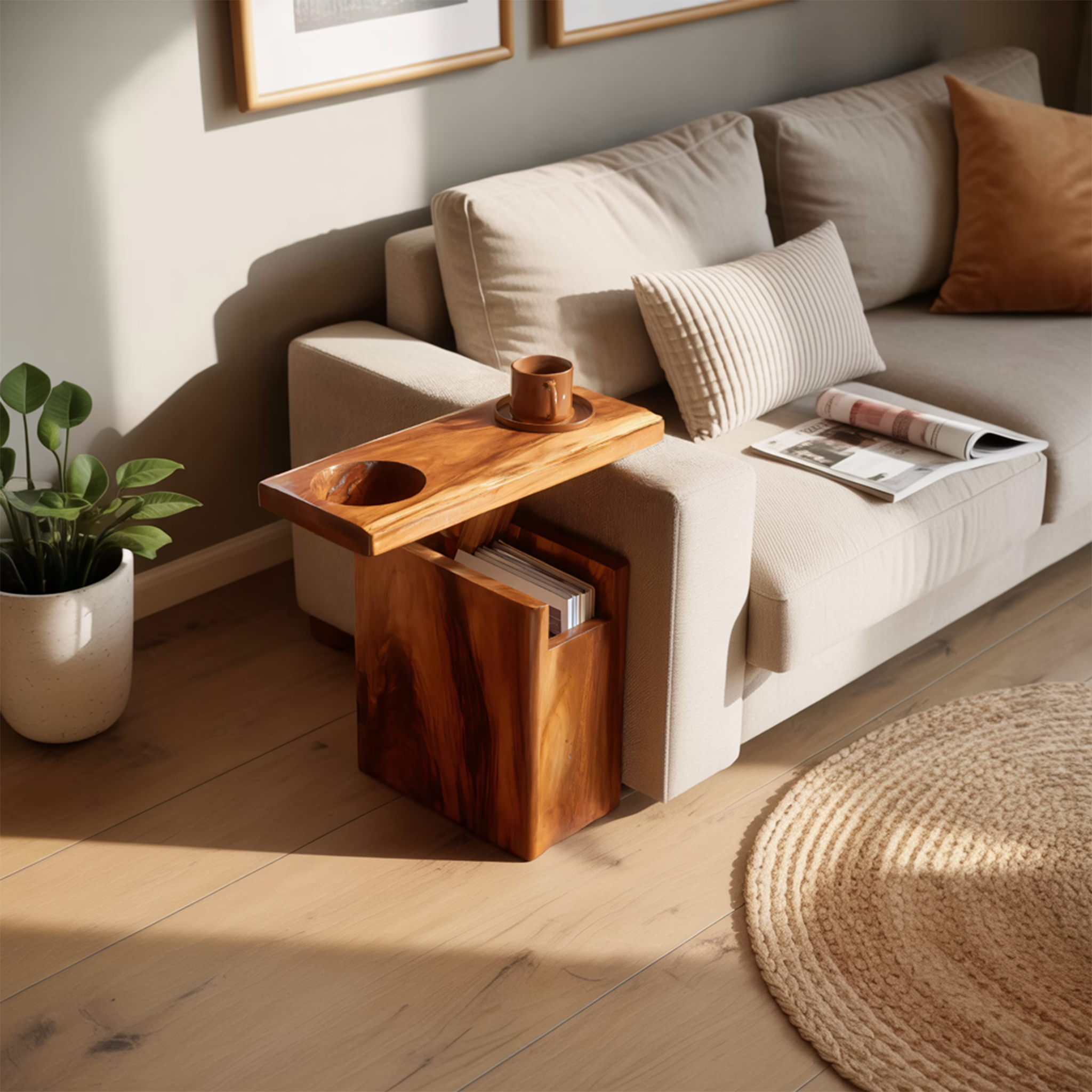 Solid Wood Live Edge Armrest For Sofa And Lounge Area