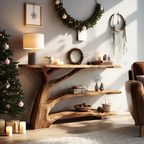 Farmhouse Wooden Live Edge Console Table For Holiday Bedroom Entryway