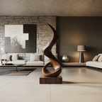 Mid Century Abstract Wooden Sculpture For Outdoor Garden