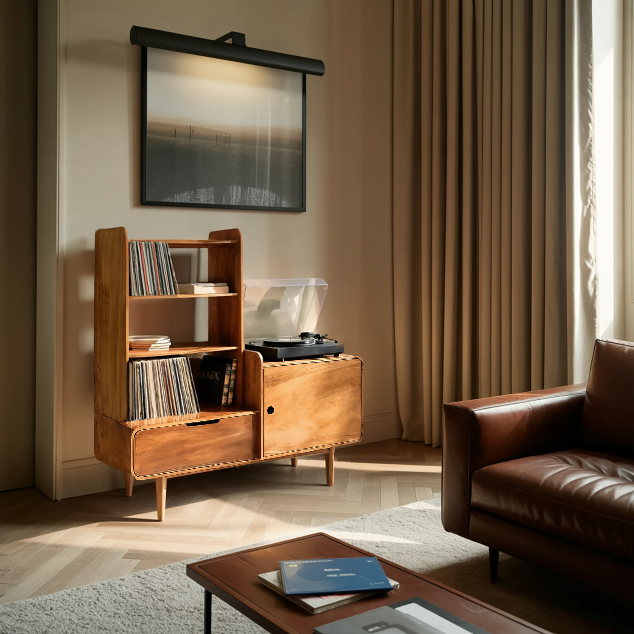 Retro-Inspired Vinyl Record Cabinet For Living Room Or Studio