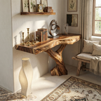 Farmhouse Live Edge Entryway Table Organic Wood For Furniture Decor