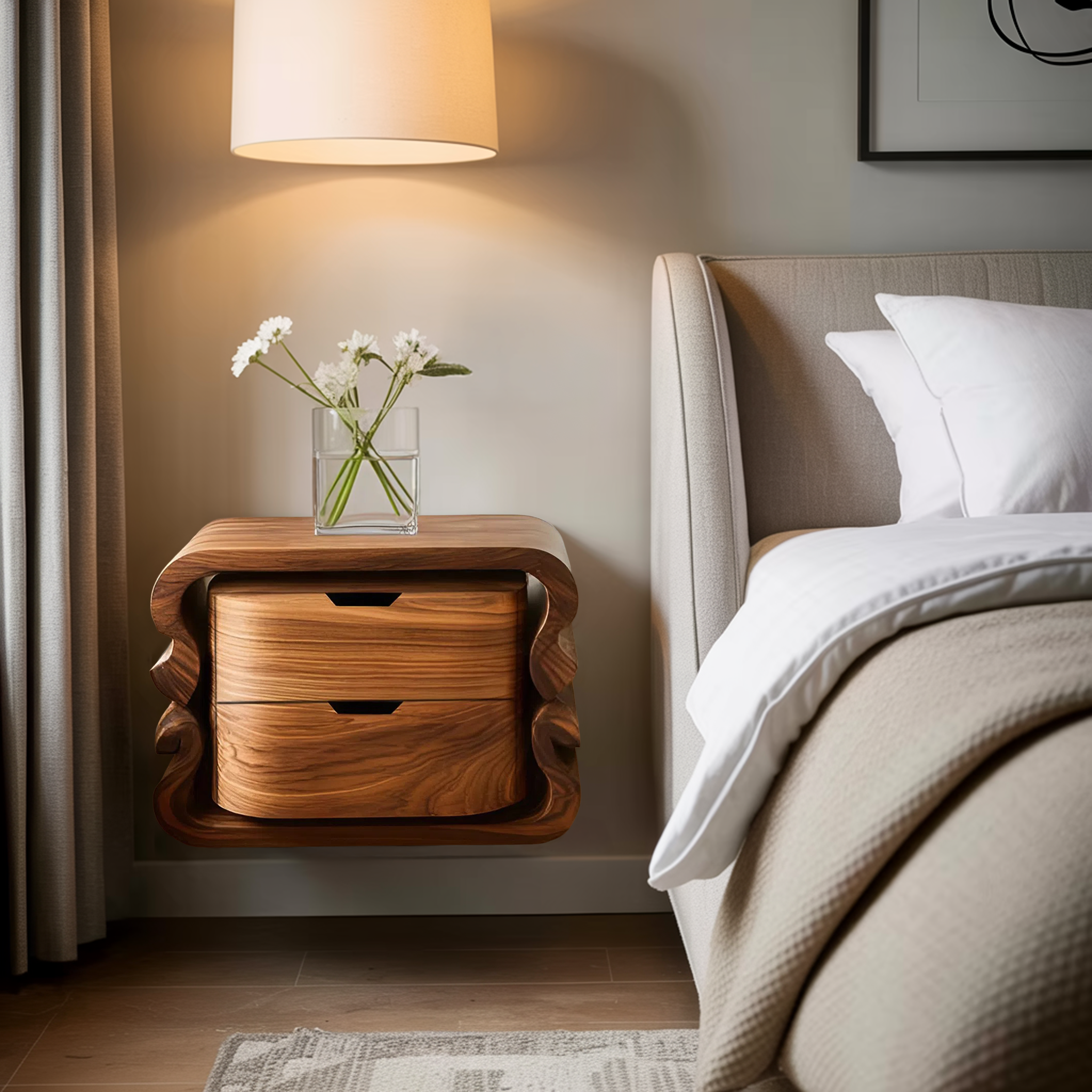 Sculptural Floating Nightstand For Modern Bedroom