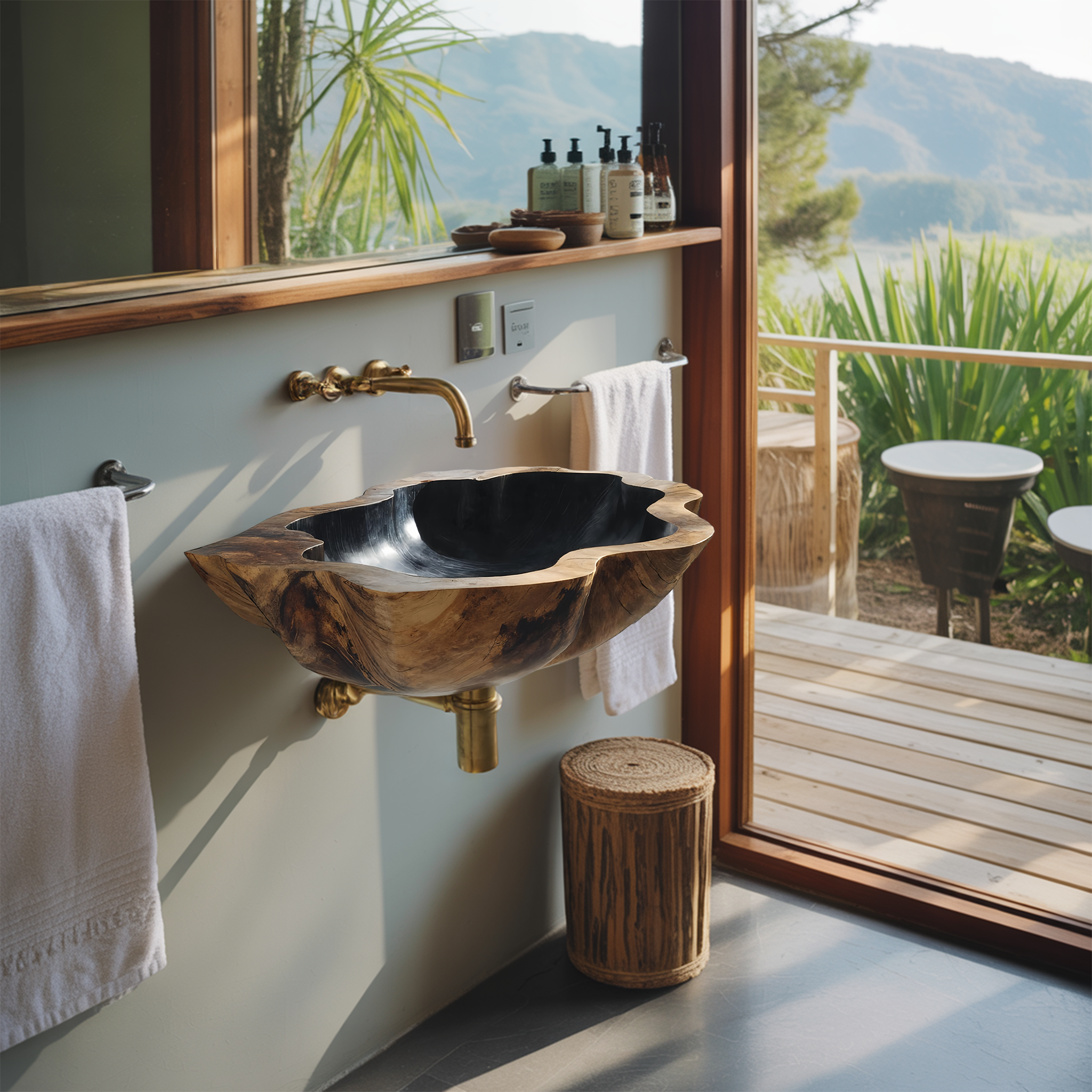 Handcrafted Solid Wood Vanity Sink For Custom Bathroom Furniture Decor