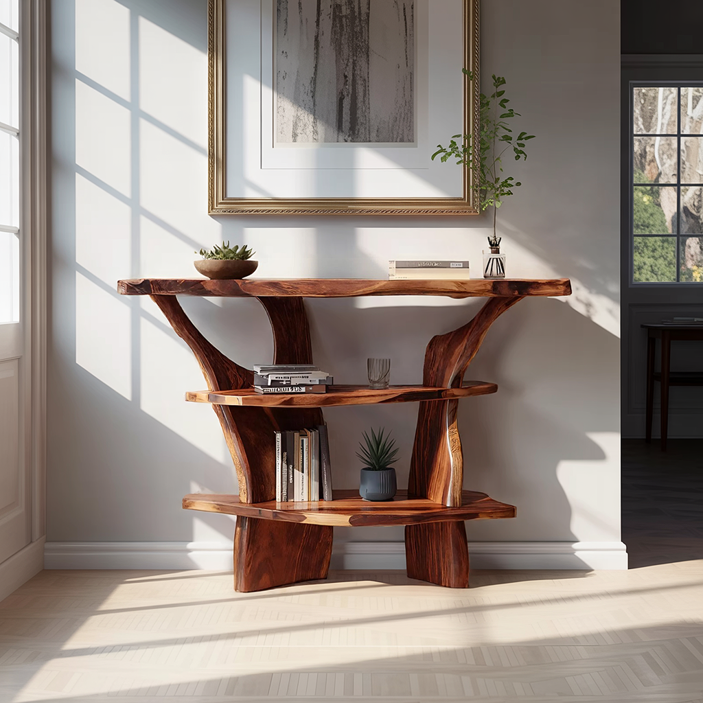Handcrafted Solid Wood Console Table For Rustic Entryway Interior Style