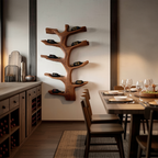 Wall Mounted Wine Bottle Holder Sculptural Branch Design For Modern Kitchen