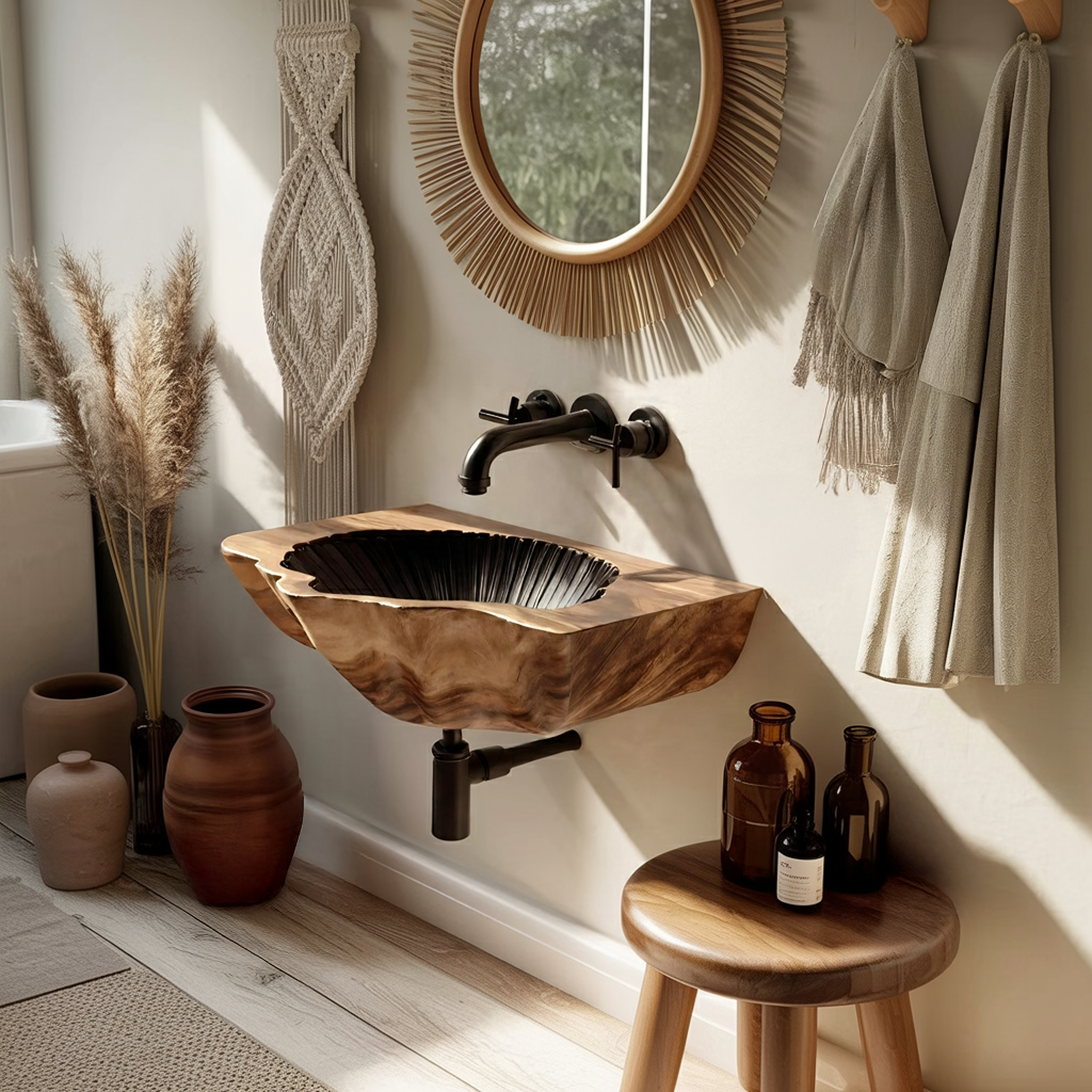 Modern Wooden Wall Mounted Bathroom Sink For Floating Bathroom Design