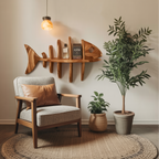 Modern Fish Bone Wall Shelf Nautical Display For Bathroom Kitchen And Beach House