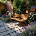 Mid Century Artistic Wooden Bench For Patio Setup