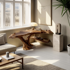 Handcrafted Live Edge Console Table Organic Solid Wood For Home Decor