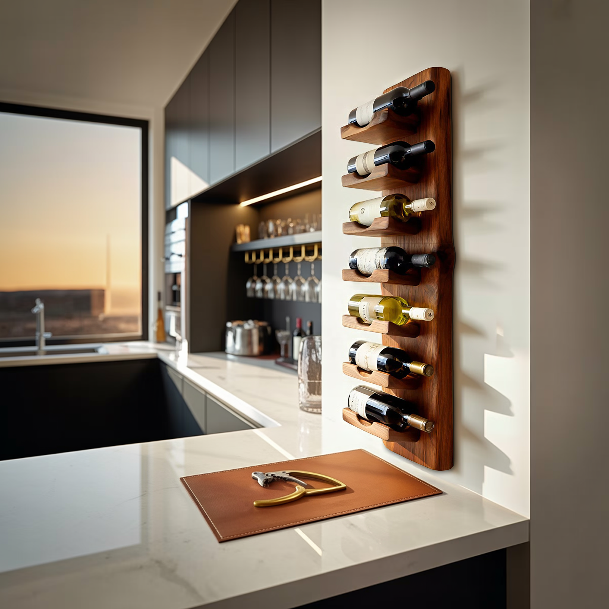 Vertical Wine Bottle Holder Wall Mounted For Dining Or Home Bar