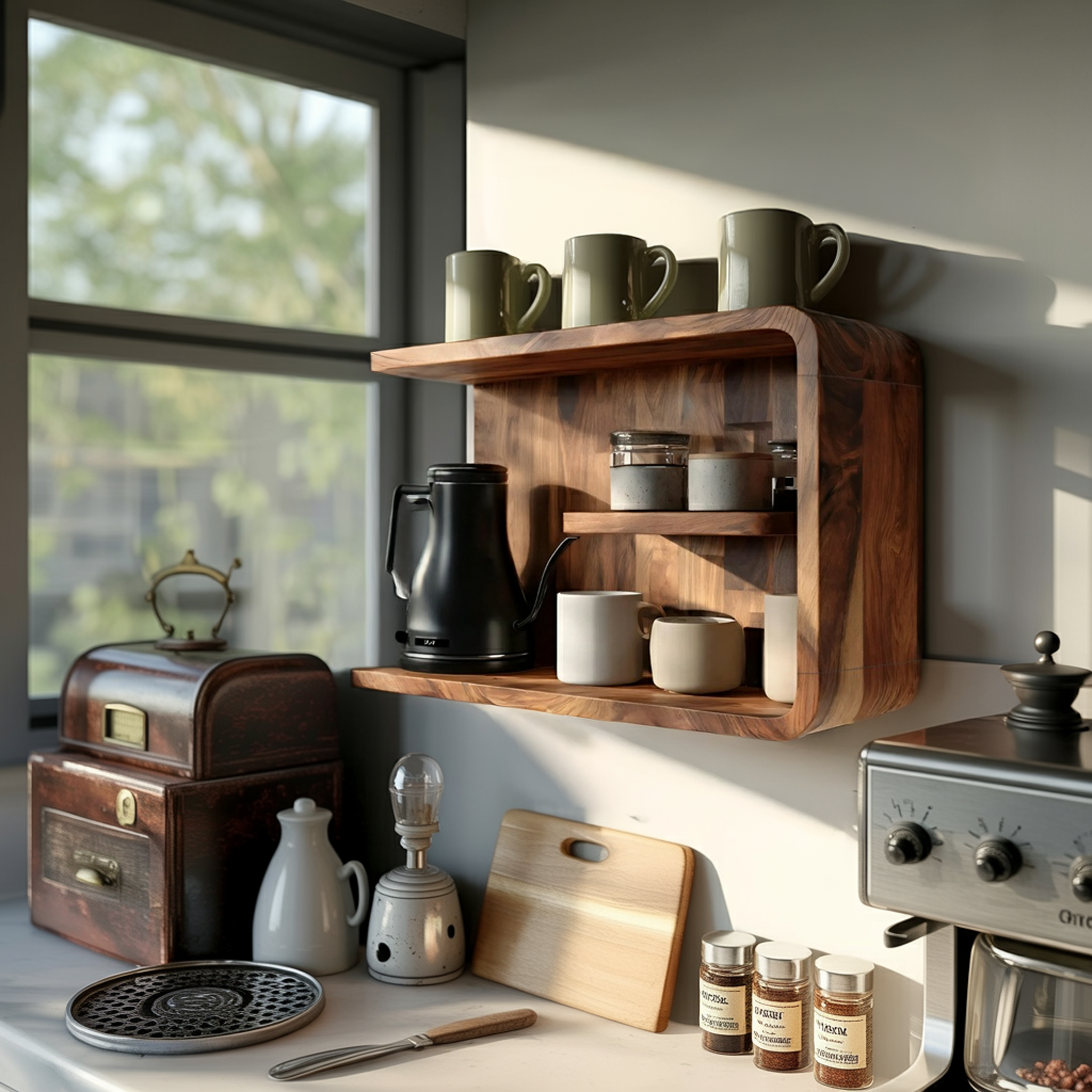 Modern Wooden Storage Shelf For Kitchen Essentials