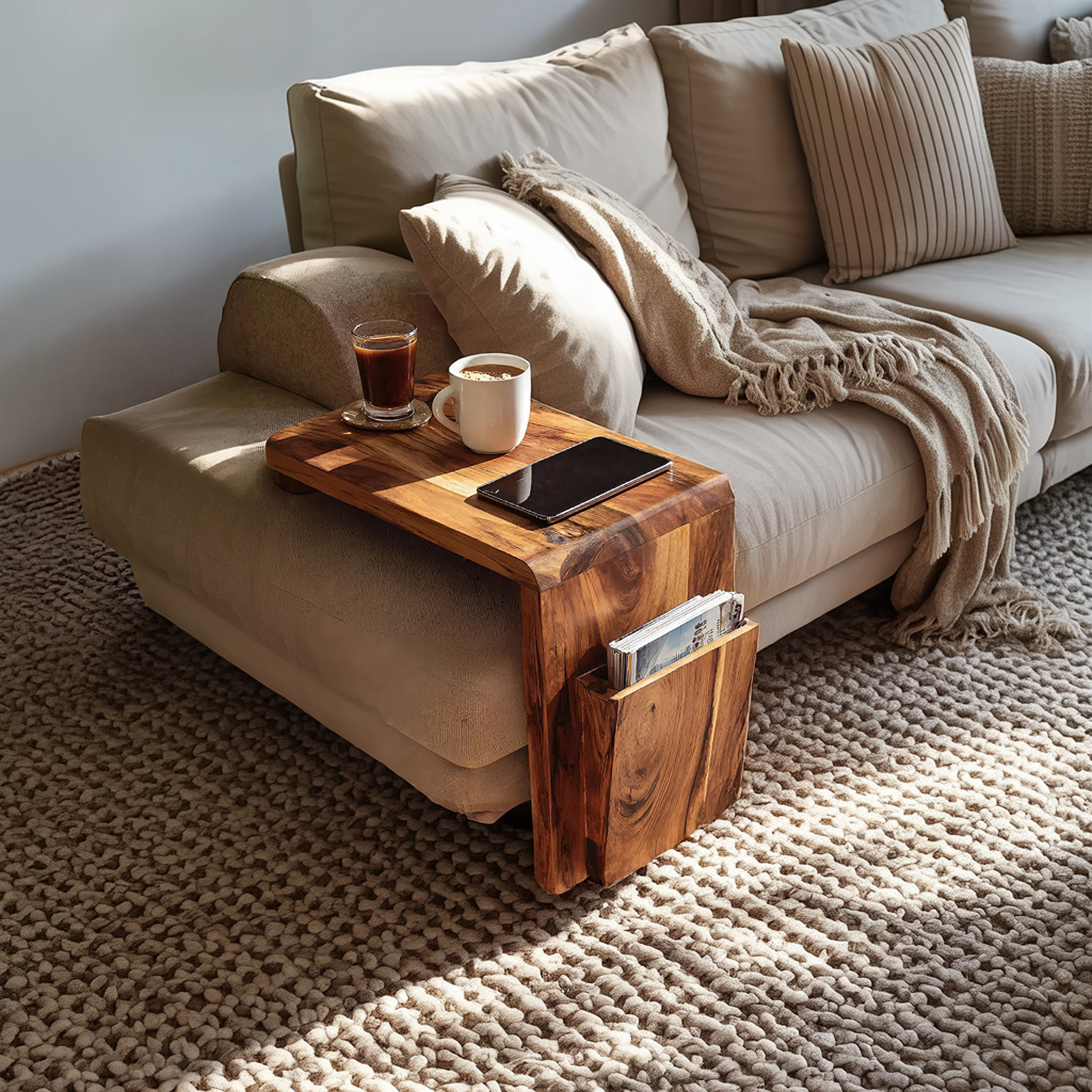 Modern Solid Wood Armrest For Living Room Decor