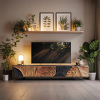 Mid Century Wood Console For Living Room Decor