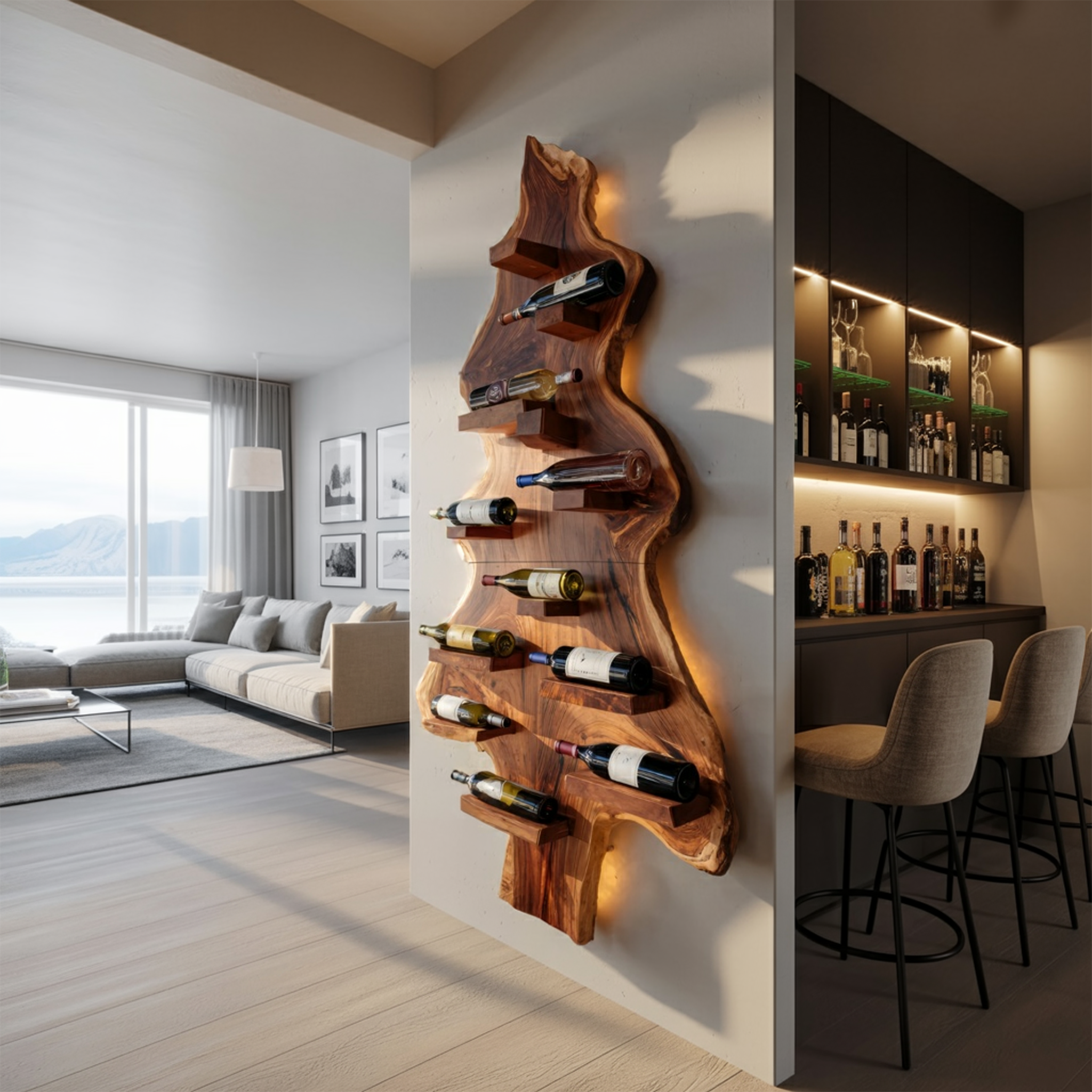 Mid Century Solid Wood Wine Rack For Entryway Furniture Style