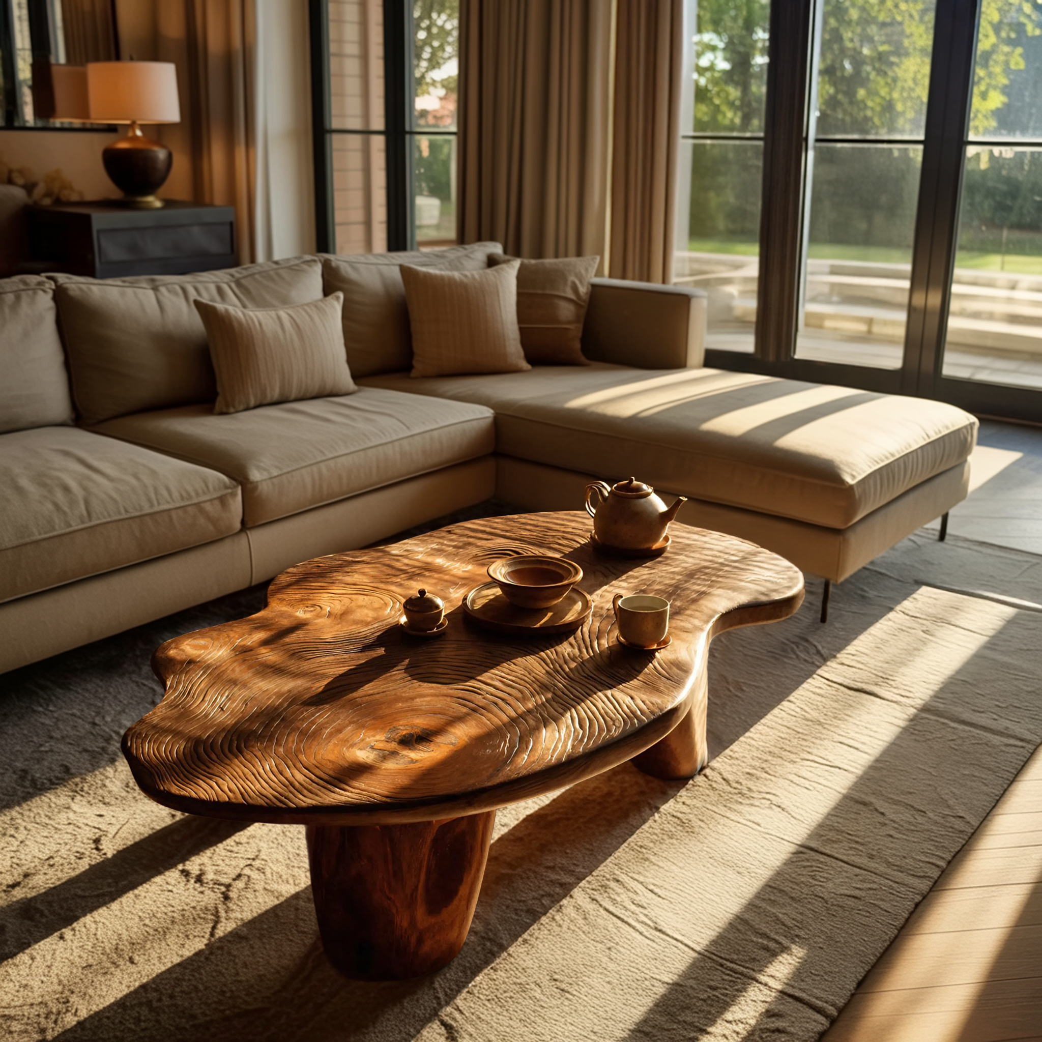 Modern Solid Wood Abstract Coffee Table For Furniture Decor
