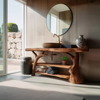 Handcrafted Live Edge Bathroom Vanity Solid Wood Sink For Modern Bathroom