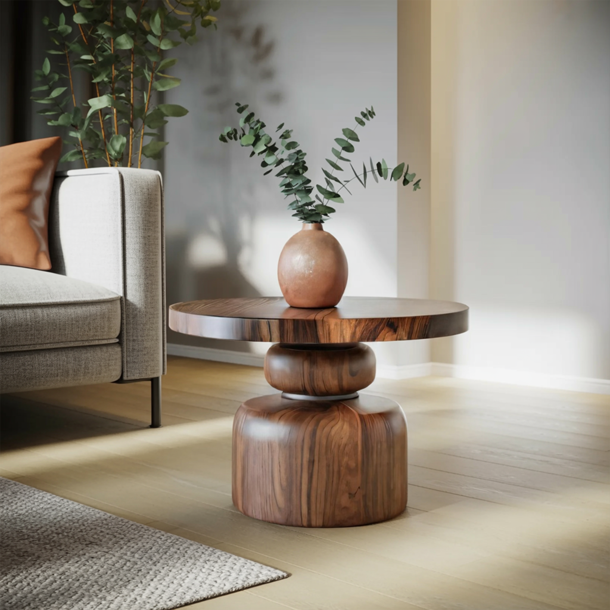 Zen Sculptural Side Table Japandi Accent For Entryway And Tea Room