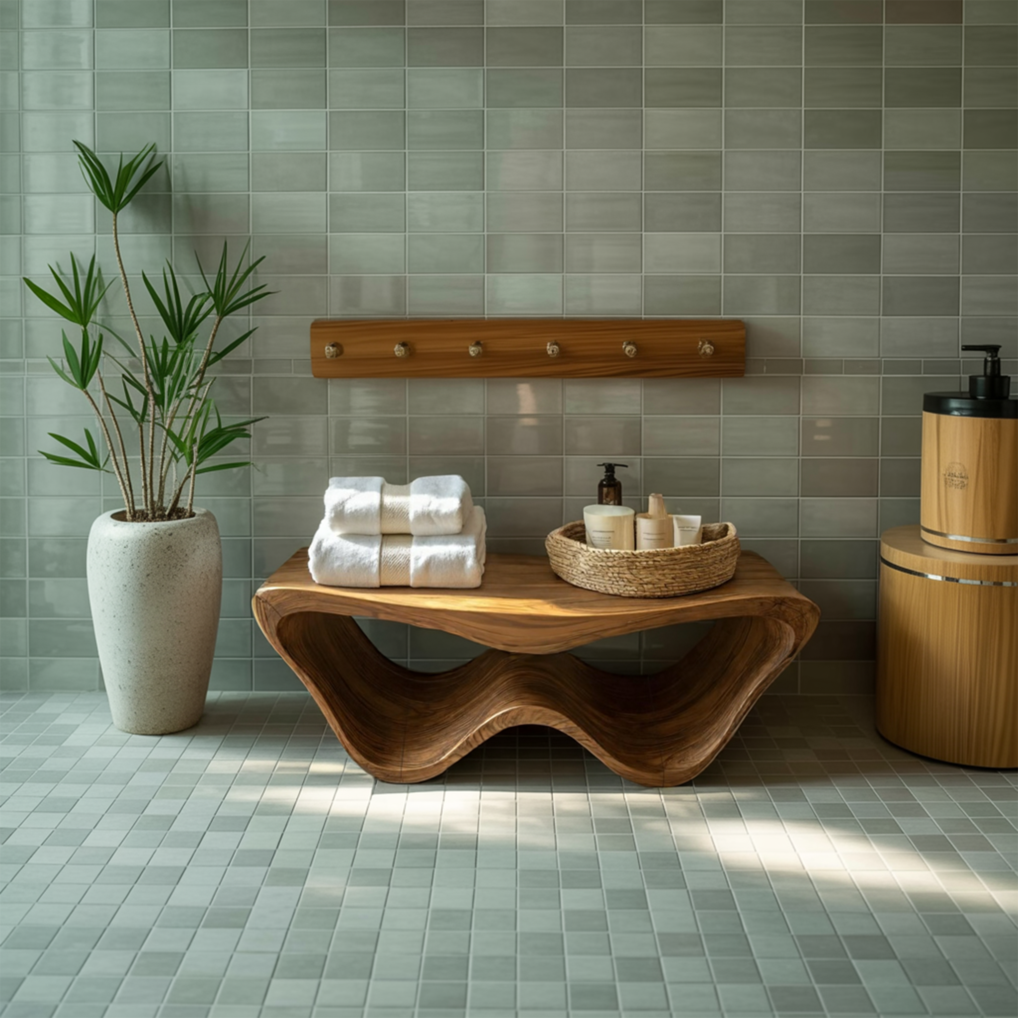 Organic Shower Bench With Storage For Bathroom