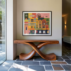 Modern Sculptural Console Table With Twisted Base For Living Room