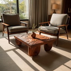 Mid Century Solid Wood Irregular Coffee Table For Entryway