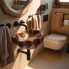 Mid Century Live Edge Wood Basin For Sophisticated Bathroom Furniture