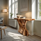 Modern Solid Wood Console Table Live Edge Design For Entryway Decor