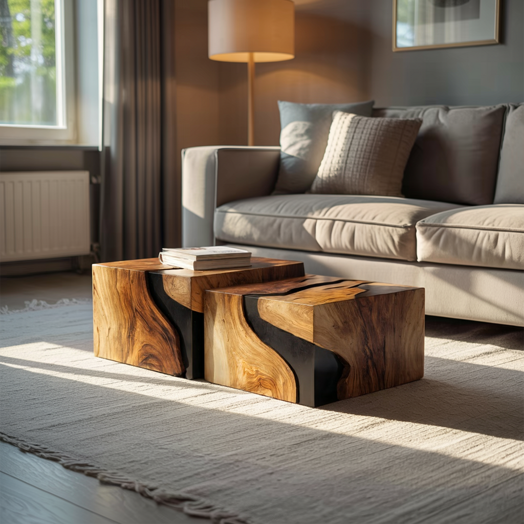 Farmhouse Solid Wood Cube Coffee Table For Cozy Rooms