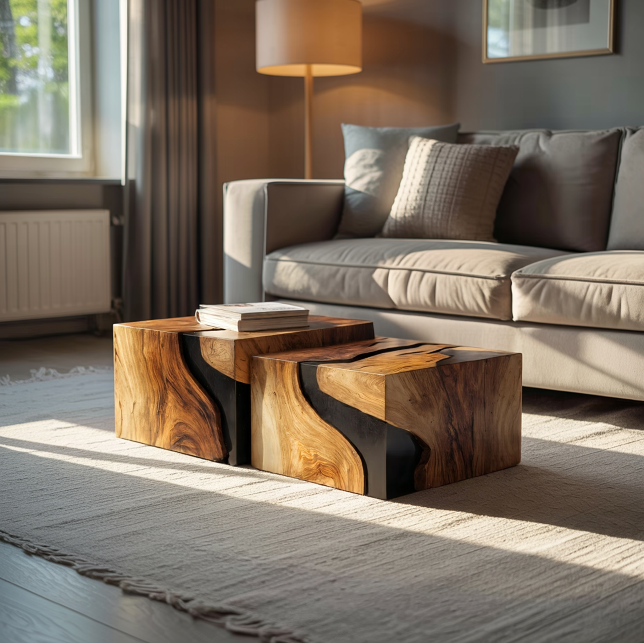 Farmhouse Solid Wood Cube Coffee Table For Cozy Rooms
