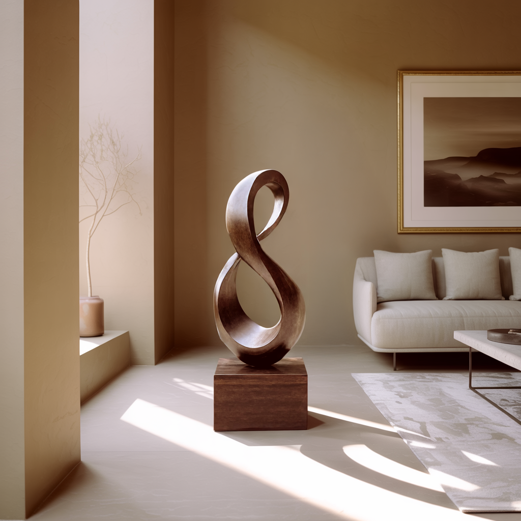 Farmhouse Large Wooden Sculpture For Living Room Accent