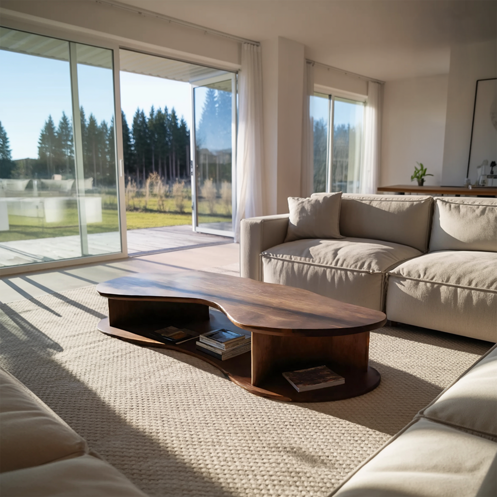 Handcrafted Solid Wood Coffee Table For Living Room Accent