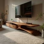 Modern TV Console Curved Open Storage For Living Room