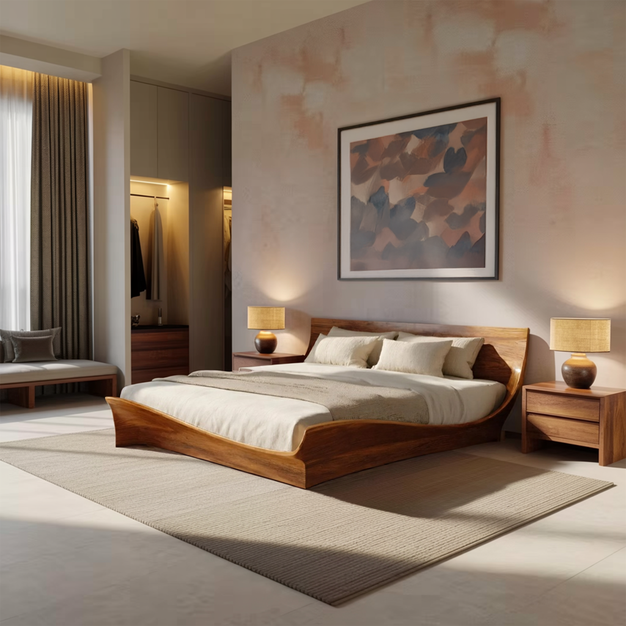 Handcrafted Bed Frame And Headboard For Modern Bedroom