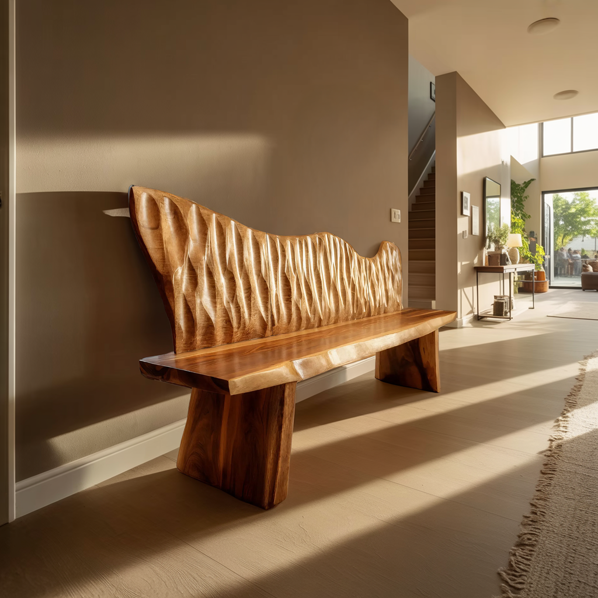 Handcrafted Rustic Wood Entryway Bench For Home Interior