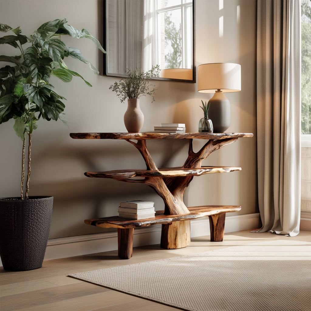 Farmhouse Solid Wood Console Table For Vintage Entryway Rustic Design