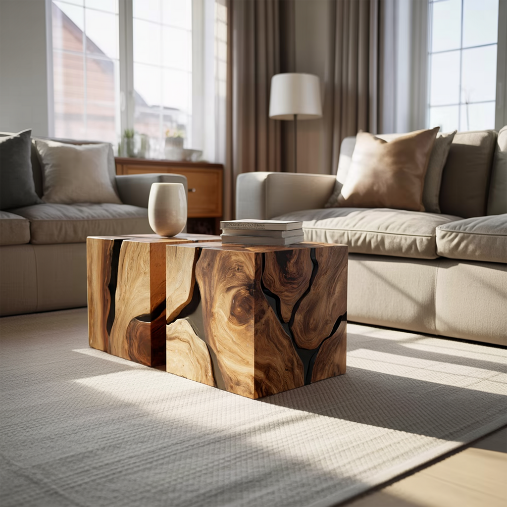 Handcrafted Wooden Square Coffee Table For Furniture Decor