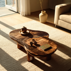 Mid Century Solid Wood Live Edge Coffee Table For Entryway