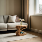 Artistic Side Table With Storage Shelf For Living Room