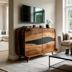 Farmhouse Live Edge Media Console For Entryway Decor