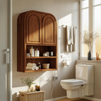 Double Arched Wall Cabinet With Open Shelves For Bathroom