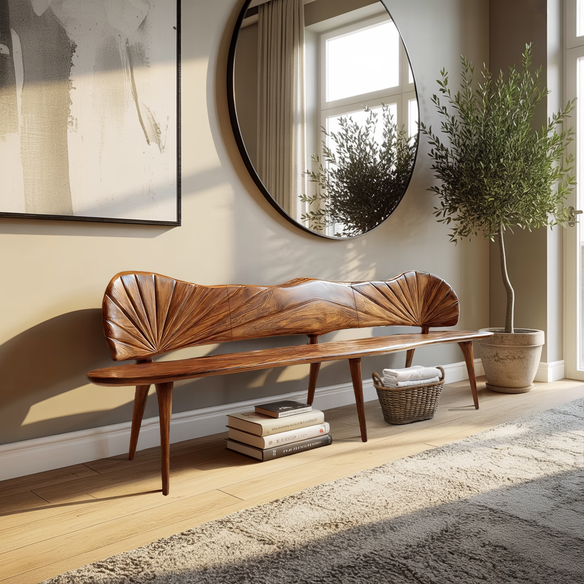 Rustic Wooden Entryway Bench For Hallway And Foyer