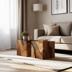 Farmhouse Wooden Cube Coffee Table For Farmhouse Living Room