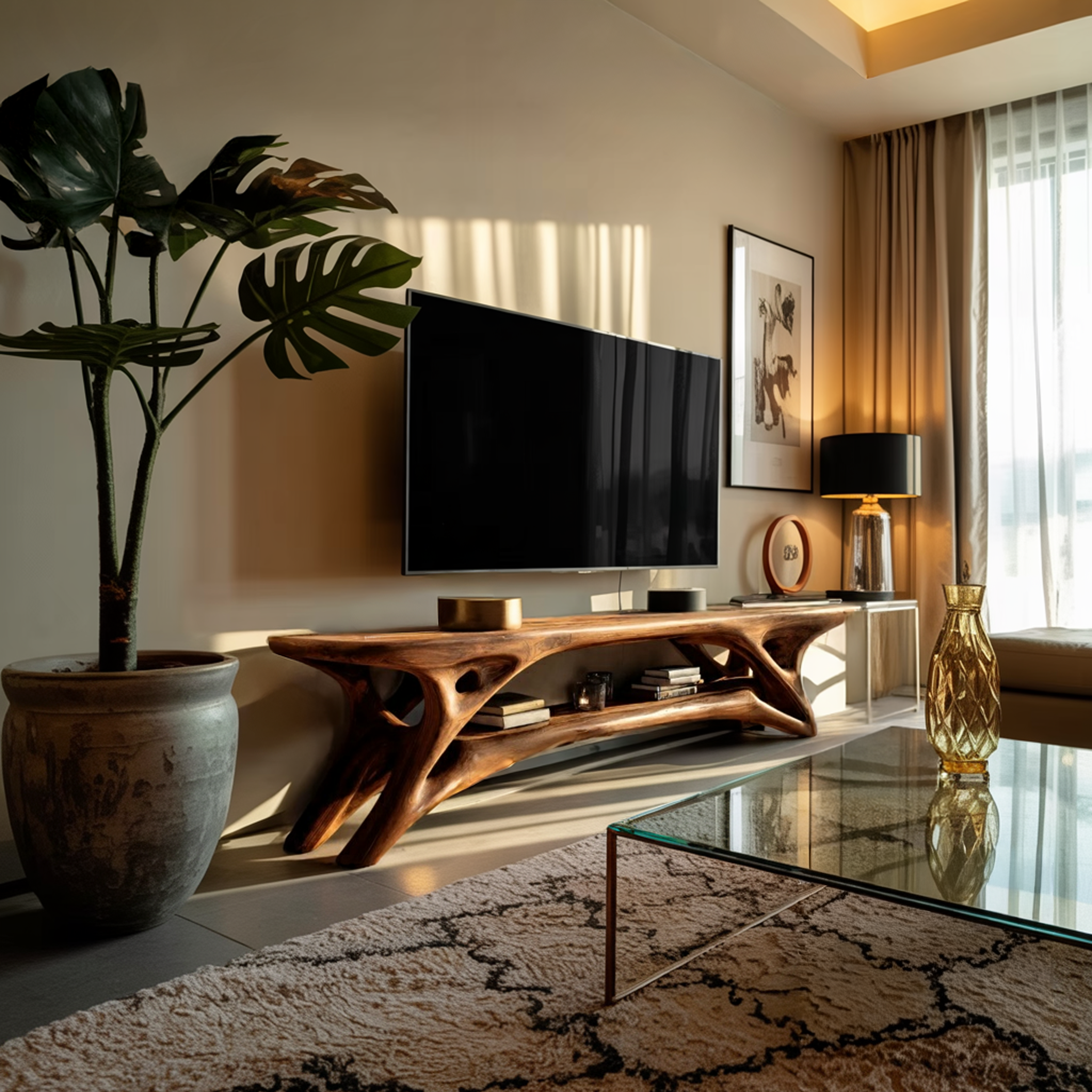 Elegant Curved TV Cabinet For Contemporary Home Decor