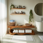 Organic Bath Bench With Storage Shelf For Bathroom