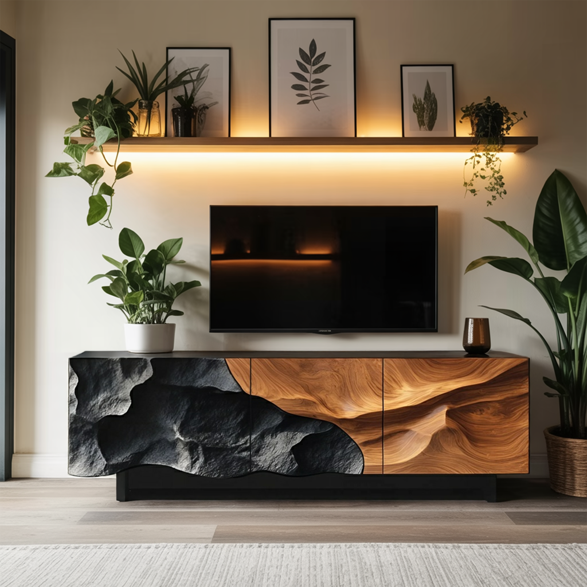 Farmhouse TV Console For Entryway Furniture Style
