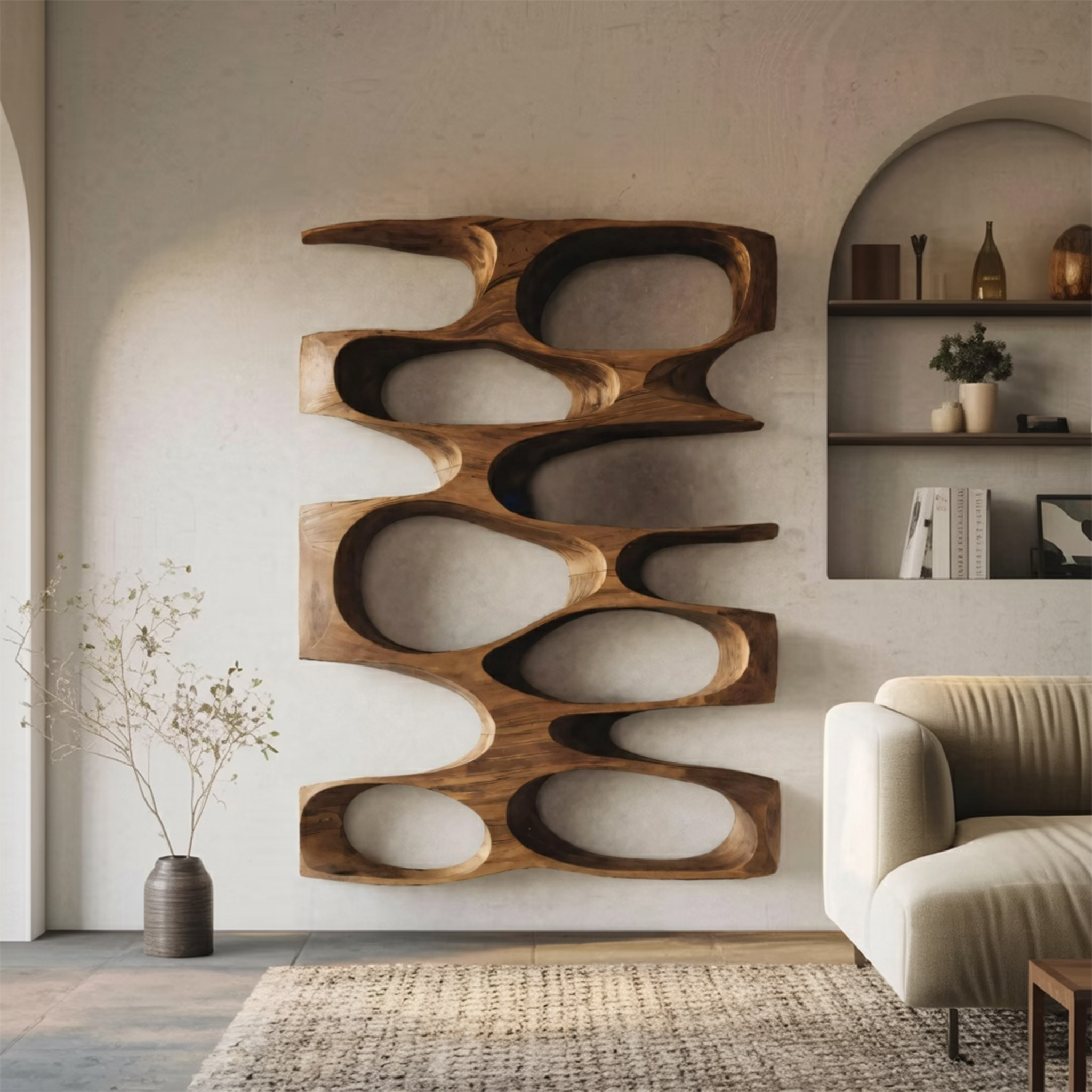 Minimalist Organic Void Form Bookshelf For Living Room