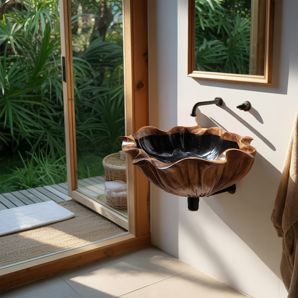 Farmhouse Live Edge Wood Vanity Sink For Timeless Bathroom Decor