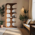 Contemporary Sculptural Vertical Bookshelf For Living Room