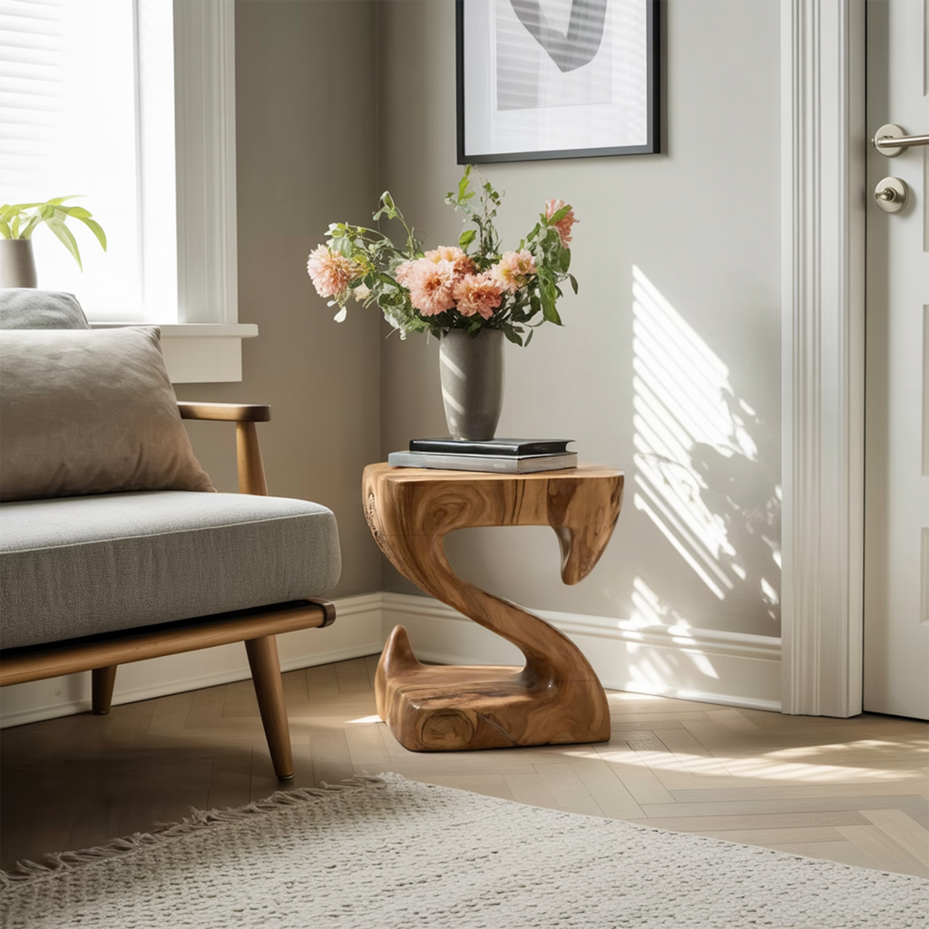 Modern Sculptural S Shaped Side Table For Living Room